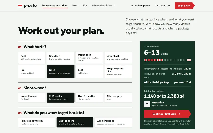 Prosto: Plan calculator