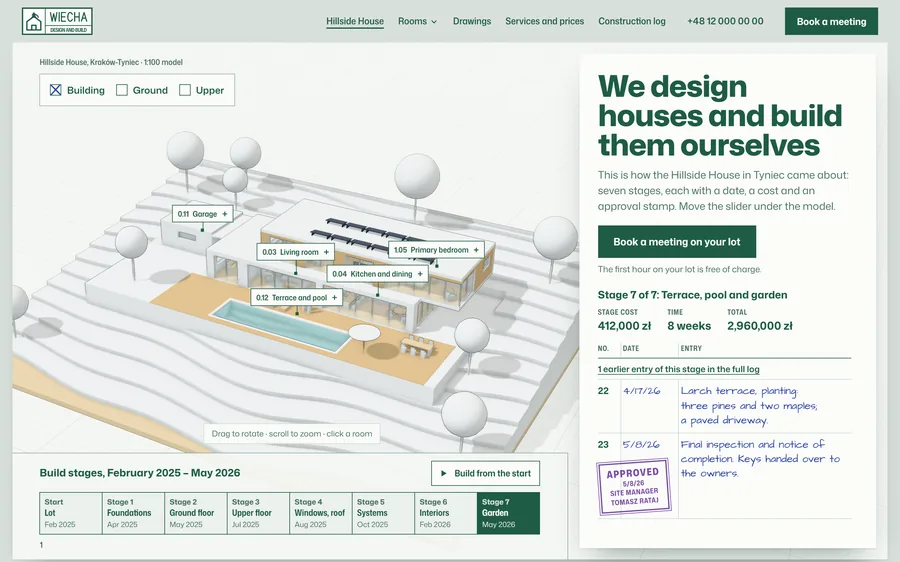 Wiecha home page on a desktop